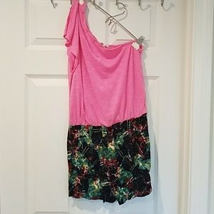 Pink and patterned romper